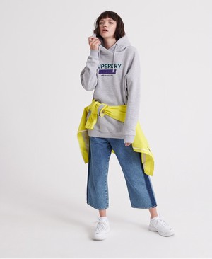 Superdry Nineties Applique Női Kapucnis Pulóver Szürke | USBLH9176